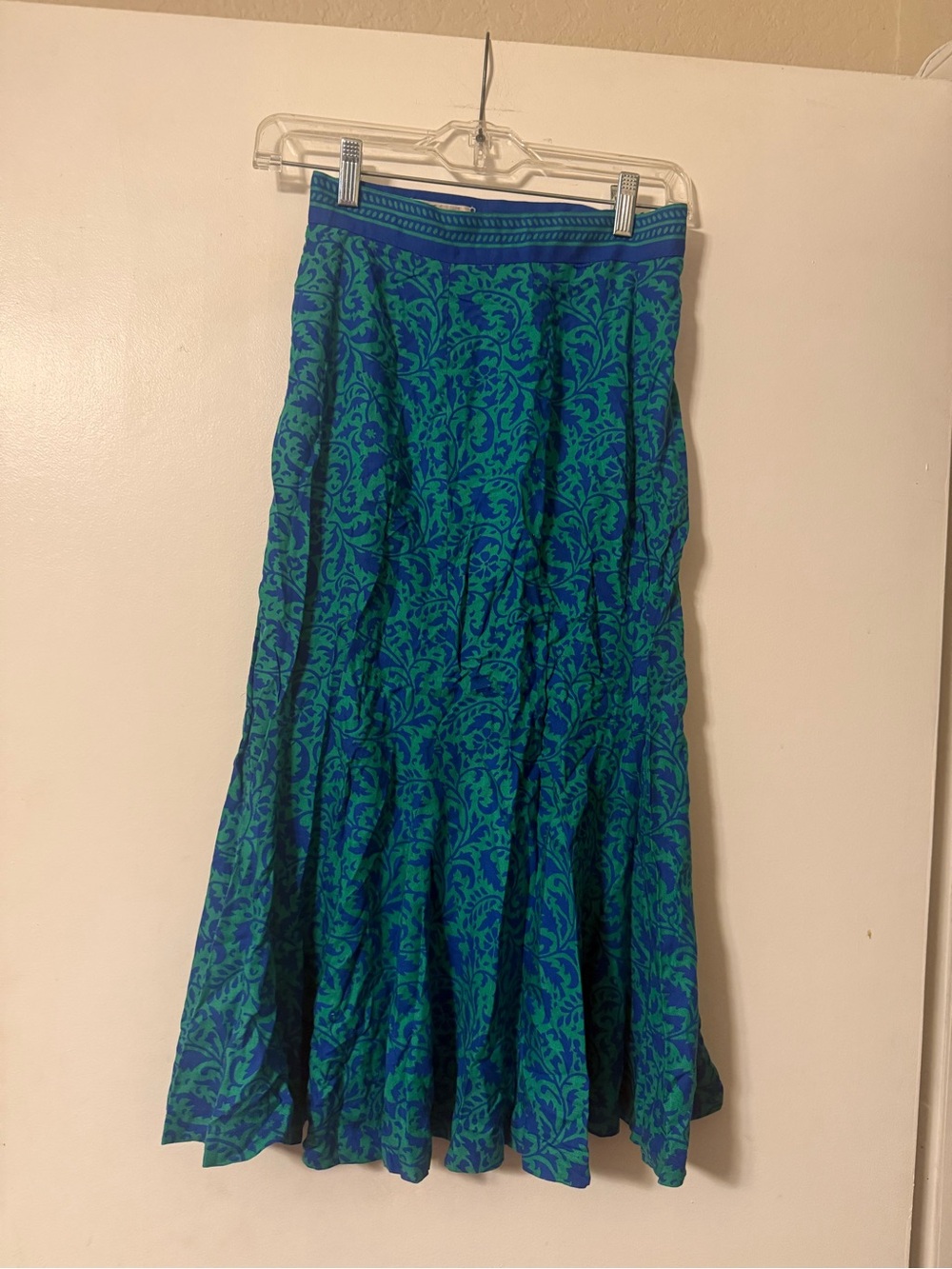 Liz Claiborne Blue-Green Printed Tiered Maxi Skirt Petite 6